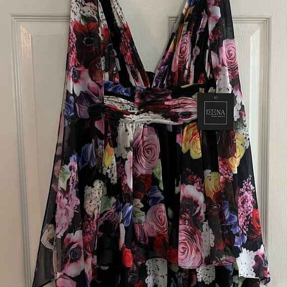 IEENA for Mac Duggal NWT #55837 Floral Bow Strap V-Neck Mini Dress Size 2 - Picture 6 of 14